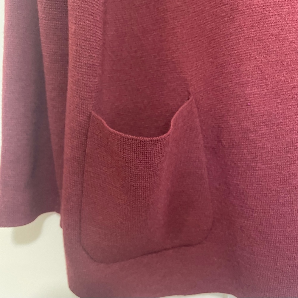 Eileen Fisher Woman Burgundy Sweater Jacket 100% Merino Wool Size 1X - Picture 4 of 8